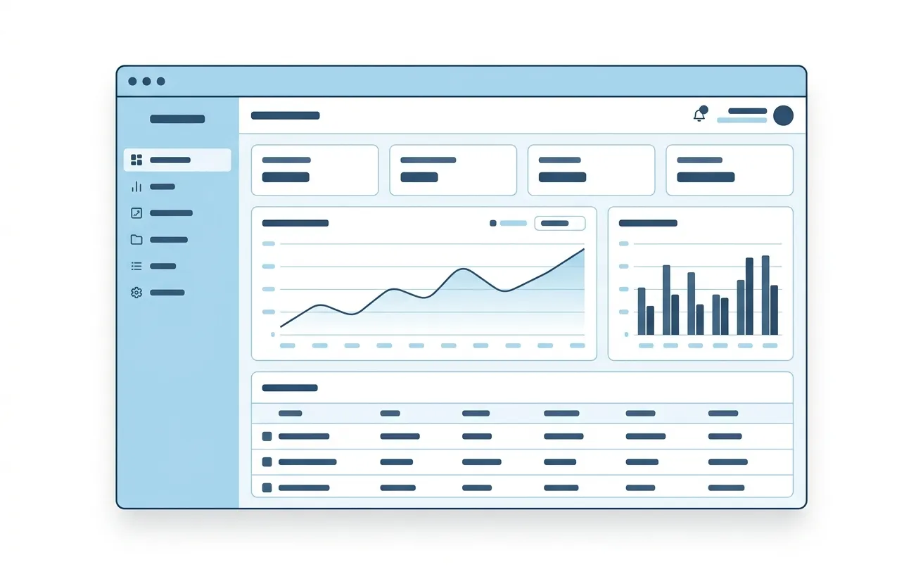 Communication platform operations dashboard - stylized preview of the admin interface